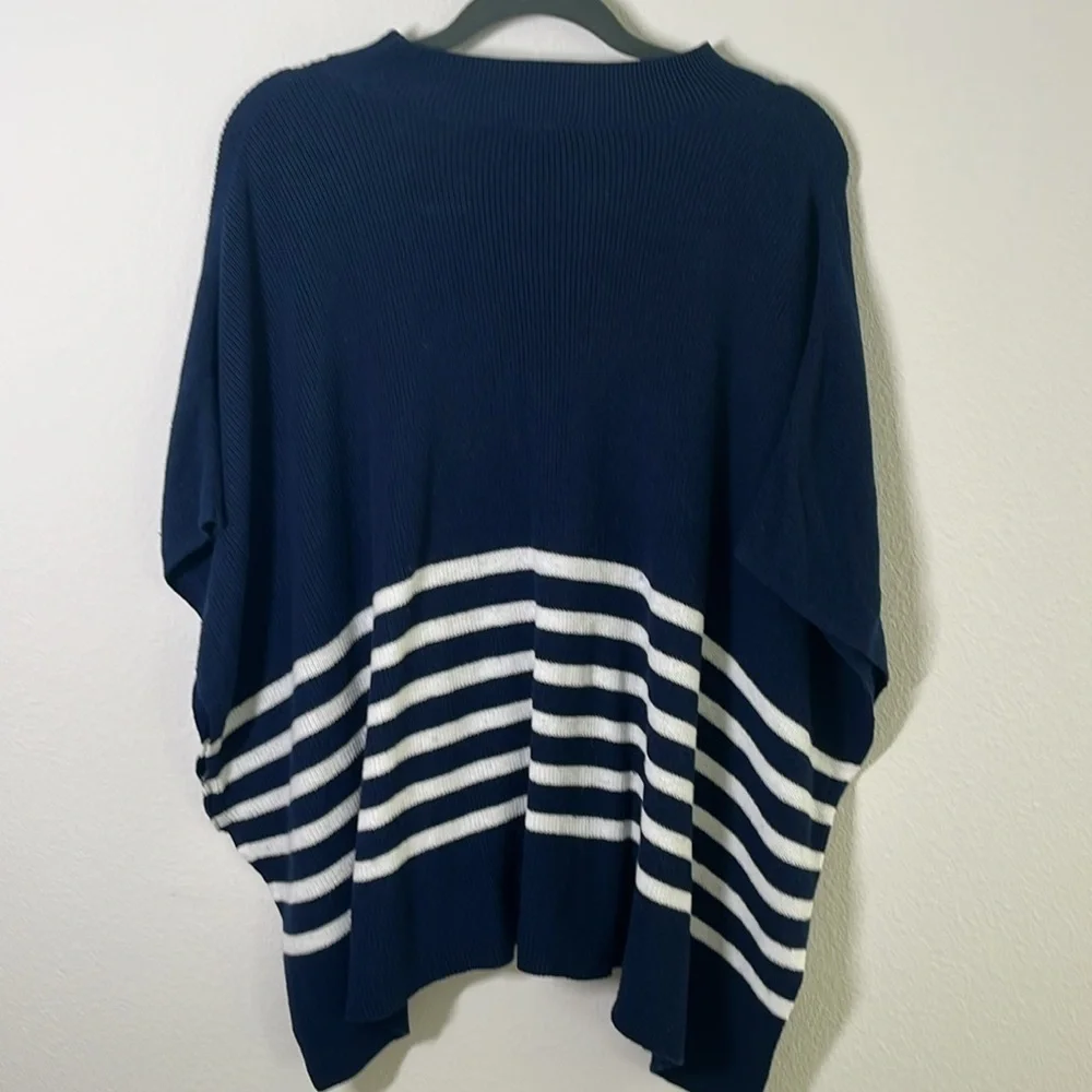 J.Crew Navy Blue Stripe Knit Poncho | One Size
